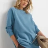 Denim Blue Side Pocket Longline Sweatshirt