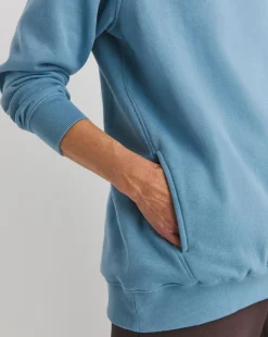 Denim Blue Side Pocket Longline Sweatshirt