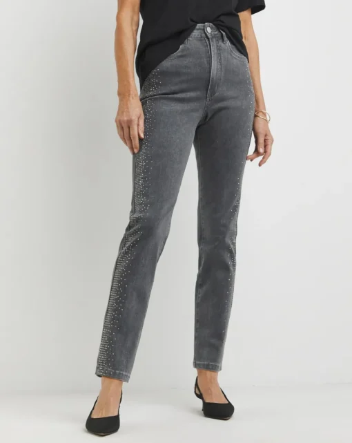 Diamante Grey Slim Leg Jeans