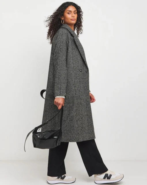 Double Breasted Herringbone Coat