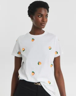 Embroidered Peach T-Shirt