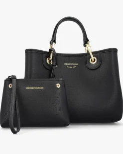 Emporio Armani Myea Black Shopper Bag With Pouch
