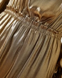 FatFace Gold Pleated Dress