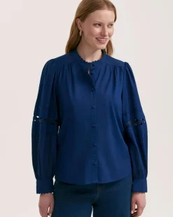 Finery London Balloon Sleeve Cut Out Shirt