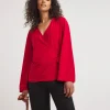 Flared Sleeve Wrap Top