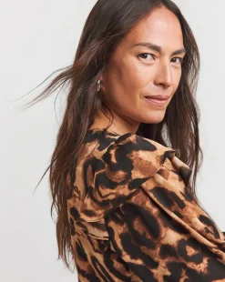 Frill Detail Smock Blouse - Leopard