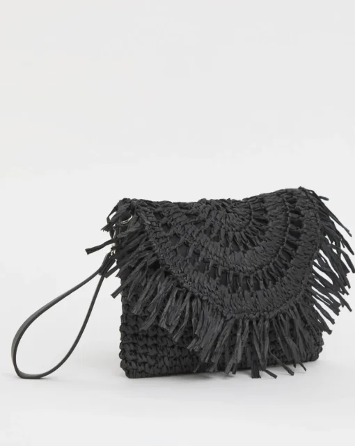 Fringe Raffia Oversized Clutch Bag