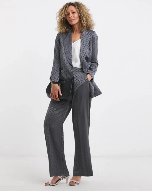 Geo Jaquard Satin Wide Leg Trousers