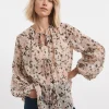Georgette Blouson Sleeve Tie Detail Blouse