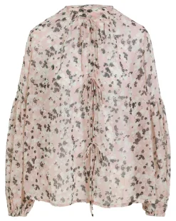 Georgette Blouson Sleeve Tie Detail Blouse
