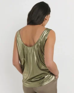 Gold Cowl Neck Foiled Top