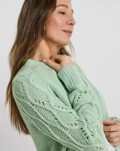 Green Edge To Edge Stitch Sleeve Cardigan