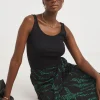 Green Printed Fixed Wrap Skirt