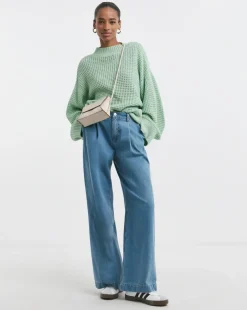 Green Waffle Jumper