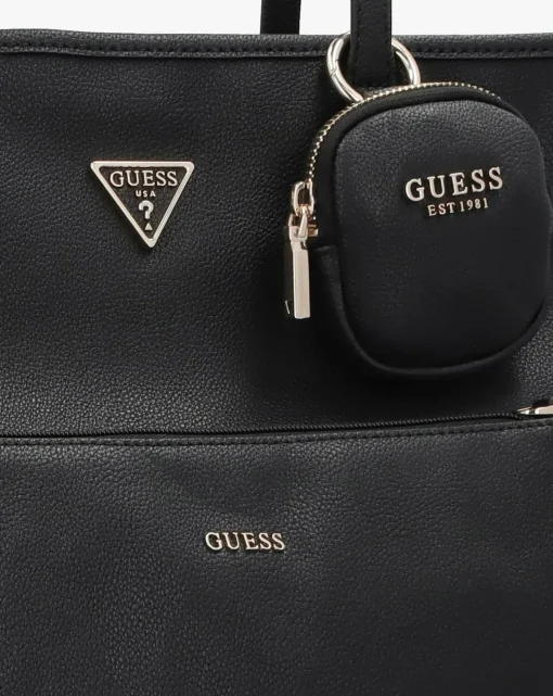 Guess Large Power Play 2 Black Logo Tech Tote Bag