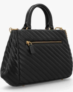 Guess Small Sela Quilted Black Girlfriend Satchel Bag