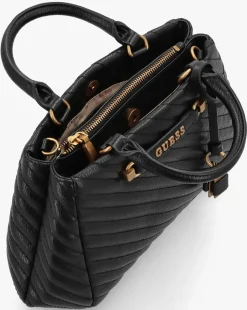 Guess Small Sela Quilted Black Girlfriend Satchel Bag