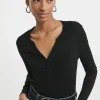 Henley Button Front Long Sleeve Top