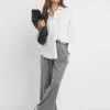 Houndstooth Stretch Ponte Pull On Wide Leg Trouser