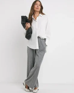 Houndstooth Stretch Ponte Pull On Wide Leg Trouser