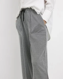 Houndstooth Stretch Ponte Pull On Wide Leg Trouser