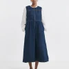 Indigo 1/2 Zip Collar Denim Dress
