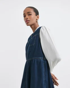 Indigo 1/2 Zip Collar Denim Dress