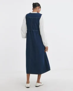 Indigo 1/2 Zip Collar Denim Dress