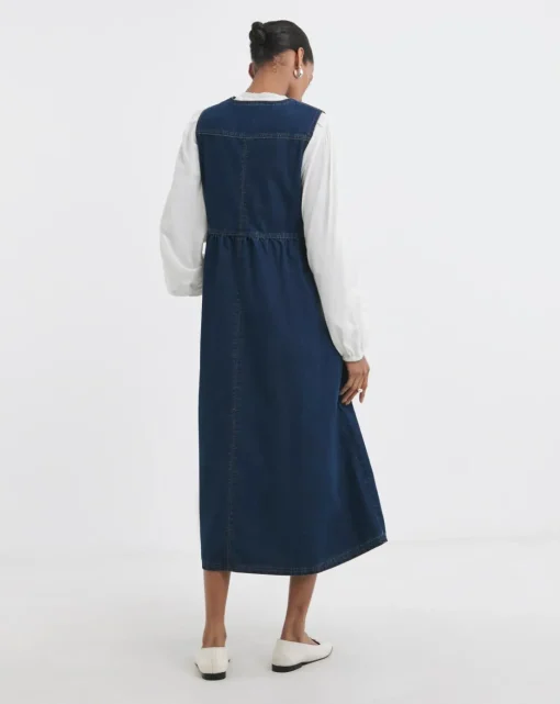 Indigo 1/2 Zip Collar Denim Dress