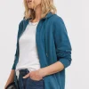 Indigo Longline Zip Hoodie