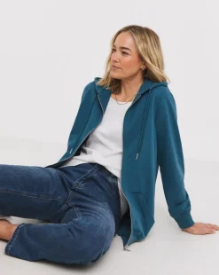 Indigo Longline Zip Hoodie