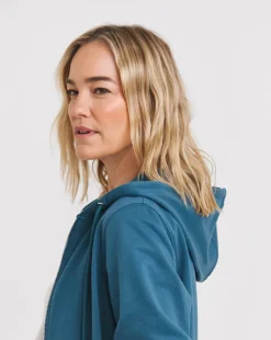 Indigo Longline Zip Hoodie