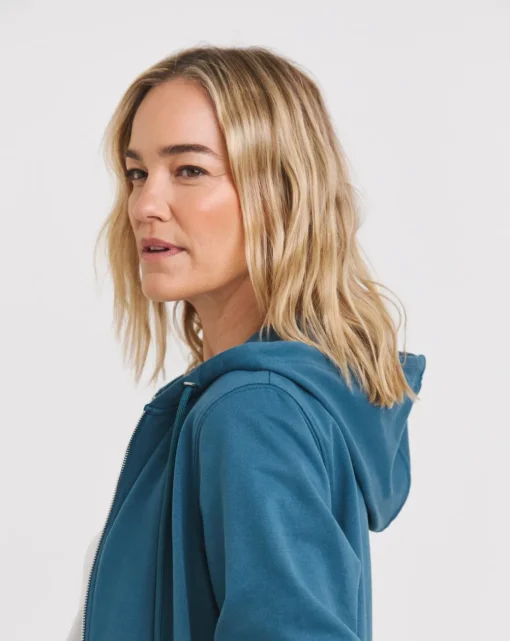 Indigo Longline Zip Hoodie