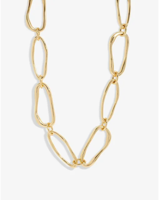 Inicio Gold Plated Polished Link Necklace - Gift Pouch
