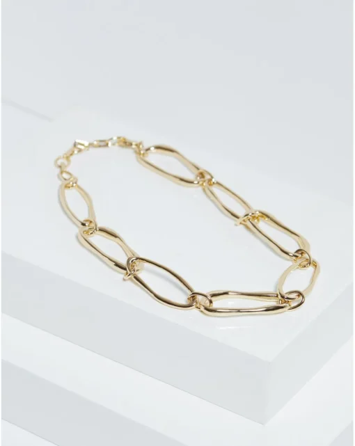 Inicio Gold Plated Polished Link Necklace - Gift Pouch