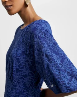 Joanna Hope Lace Dress With Puff Sleeves