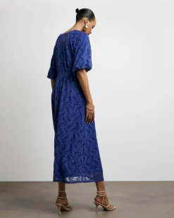Joanna Hope Lace Dress With Puff Sleeves
