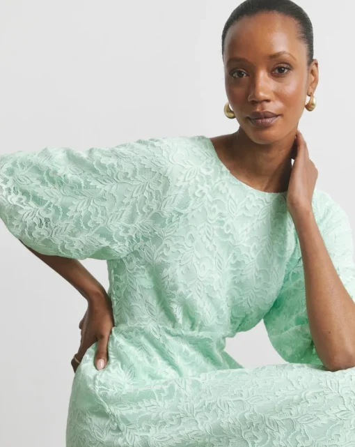 Joanna Hope Lace Dress With Puff Sleeves