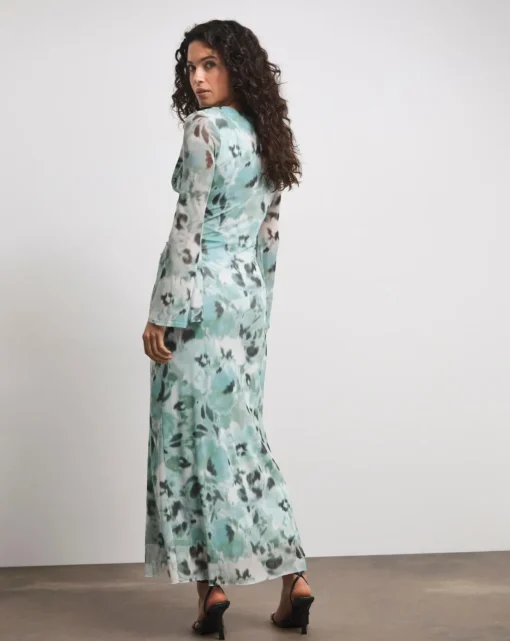 Joanna Hope Mesh Maxi Dress With Ruching