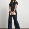 Joanna Hope Metallic Plisse Wide Leg Trousers