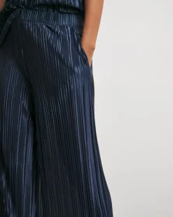 Joanna Hope Metallic Plisse Wide Leg Trousers