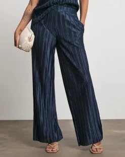 Joanna Hope Metallic Plisse Wide Leg Trousers
