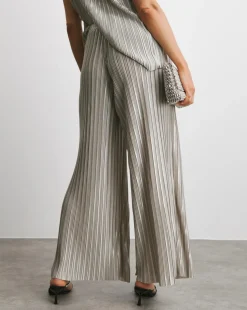 Joanna Hope Metallic Plisse Wide Leg Trousers