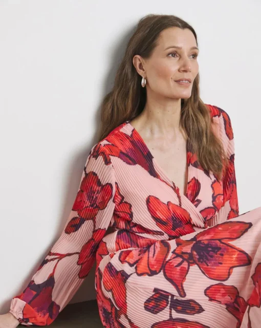 Joanna Hope Pleated Wrap Dress