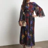 Joanna Hope Printed Maxi Dress With Gold Foil