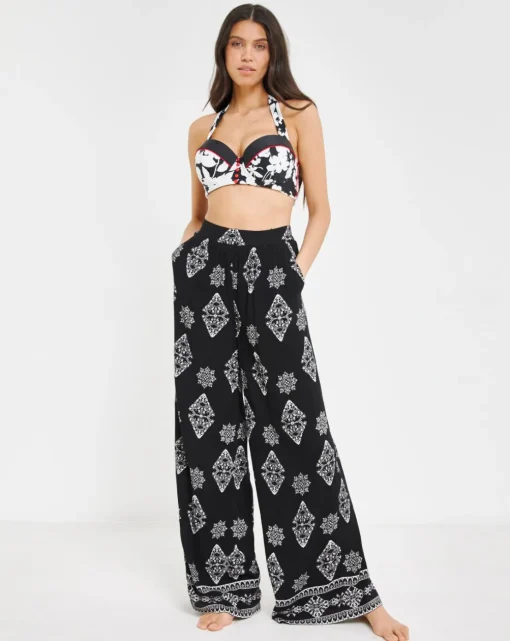 Joe Browns Print Beach Trousers Black Multi