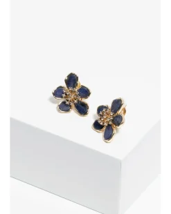 Jon Richard Gold Plated Blue Enamel Floral Clip Earrings