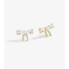 Jon Richard Gold Plated Cubic Zirconia And Pearl Bow Earrings