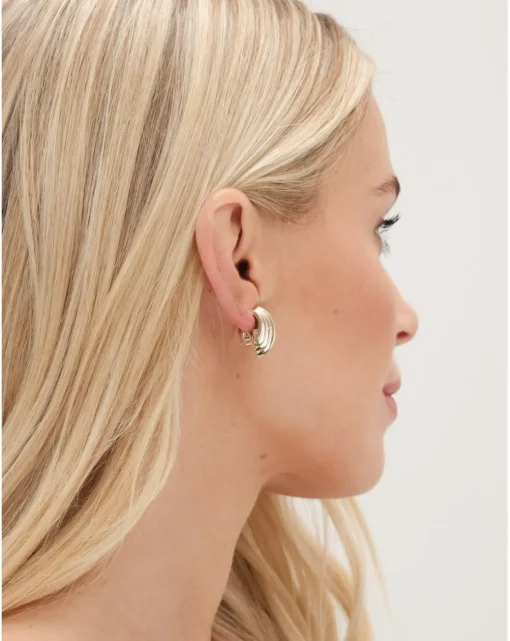 Jon Richard Gold Plated Curved Ridge Clip Earrings