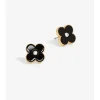 Jon Richard Gold Plated Jet Enamel Clover Stud Earrings